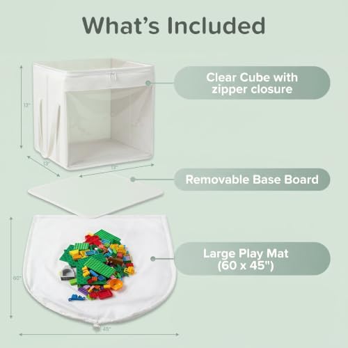 Clear Storage Organizer Bin with Floor Mat and Lid - Kids Toy Storage