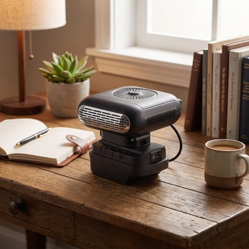 Portable Battery-Powered Space Heater with 90° Tilt, USB Charging, Quiet Operation