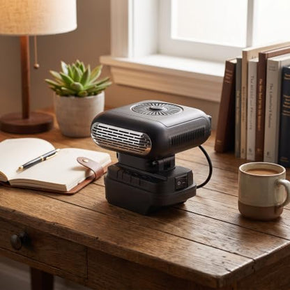 Portable Battery-Powered Space Heater with 90° Tilt, USB Charging, Quiet Operation