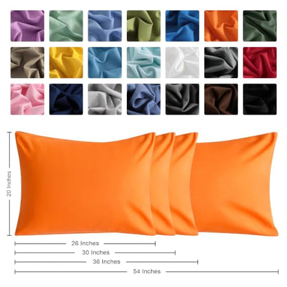 Pure Cotton Pillowcase Set 20x26 Inches - 2 Pack in Orange
