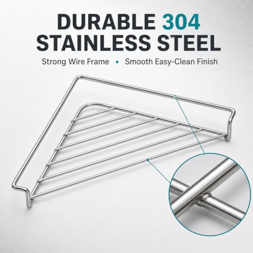 2 Pcs Stainless Steel Corner Sink Shelf Drying Rack Organizer - Space Saving Triangular Design