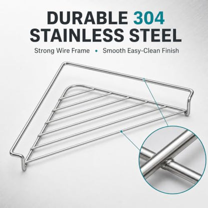 2 Pcs Stainless Steel Corner Sink Shelf Drying Rack Organizer - Space Saving Triangular Design
