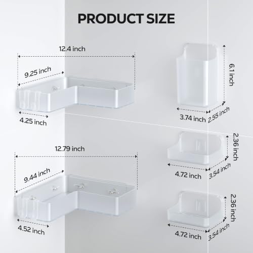 Nieifi Adhesive Corner Shower Caddy Set - Clear, 5 Pieces