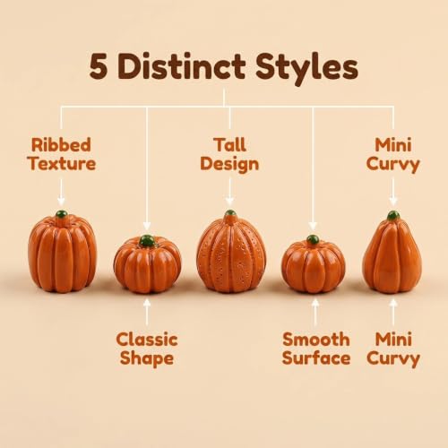 Miniature Artificial Pumpkins for Fall Halloween Thanksgiving Decor - 50 Pack