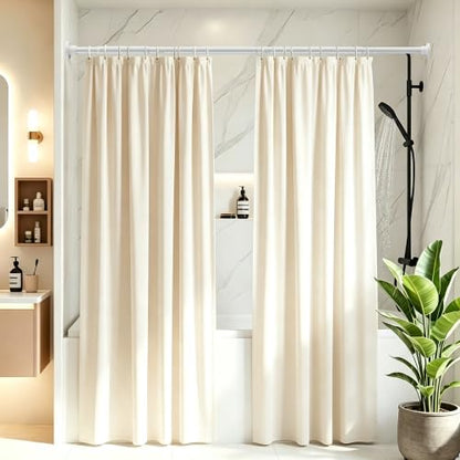 Split Tension Shower Curtain Rod 31-64 Inches White No Drills Adjustable