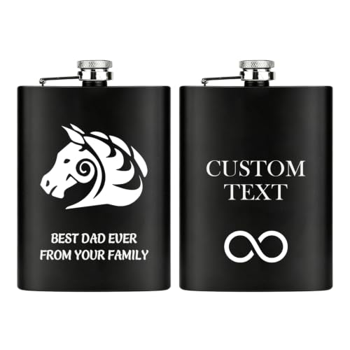 Personalized 8 Oz Hip Flask with Photo and Text - Custom Gift for Him - Variation of Text