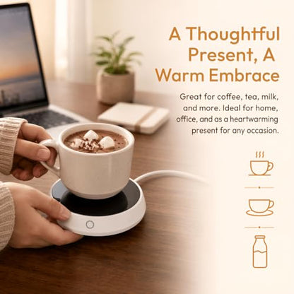 Coffee Cup Warmer with Auto Shut Off, 18W, White - Desk Beverage Heater