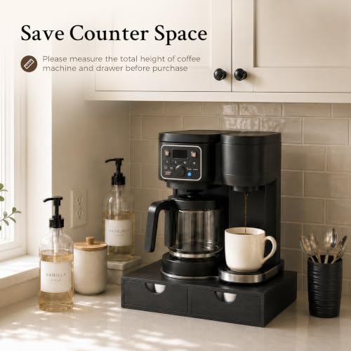 Wooden K Cup Holder with 36 Pod Capacity - Black Coffee Organizer Drawer