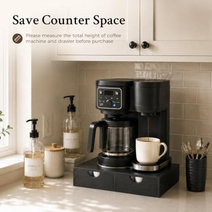 Wooden K Cup Holder with 36 Pod Capacity - Black Coffee Organizer Drawer