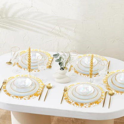 Gold Foil Disposable Placemats Set - 100pcs 13-inch Round Metallic Doilies for Weddings & Parties - Variation of THIS listing