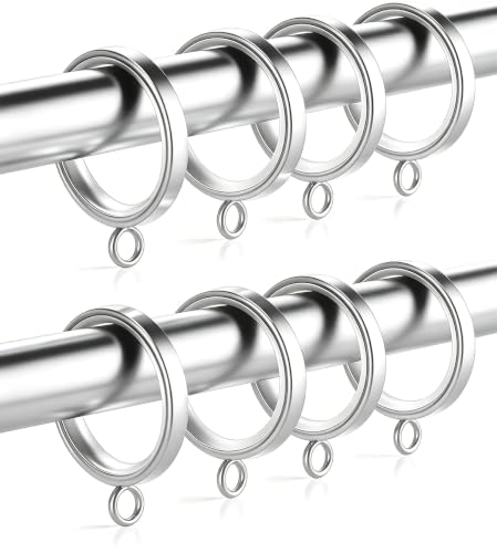 24 Pack Nickel Curtain Rings with Clips - 1-5/8 Inch Diameter