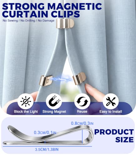 8 Pairs Magnetic Curtain Clips for No-Drill Curtain Holders - Variation of THIS listing