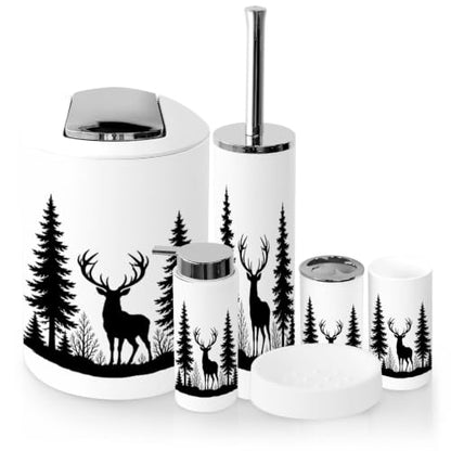 6-Piece Bathroom Accessory Set with Trash Can and Dispensers