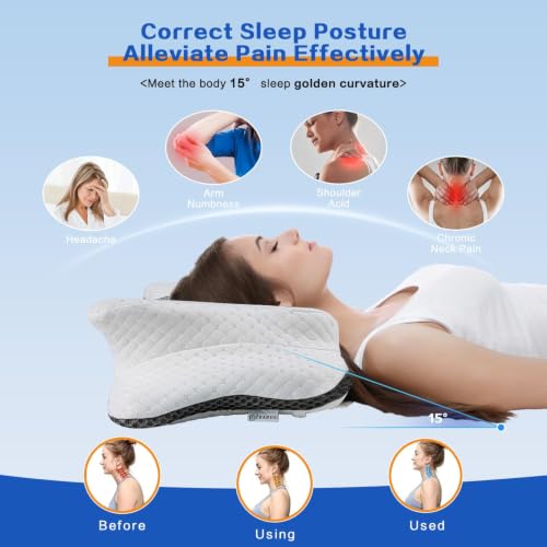Queen Size Adjustable Cervical Pillow Dark Grey Memory Foam Neck Support