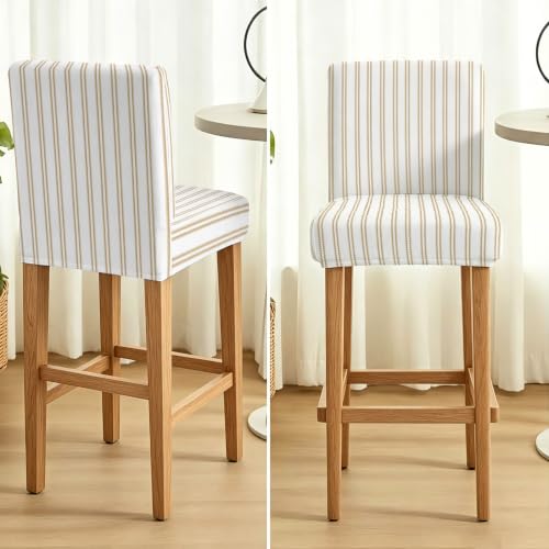 Espresso Brown Vintage Style Bar Stool Chair Covers Set of 4 with Back