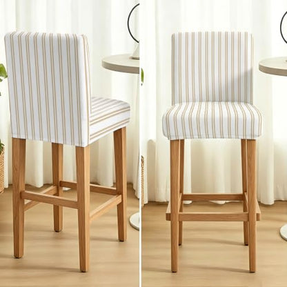 Espresso Brown Vintage Style Bar Stool Chair Covers Set of 4 with Back