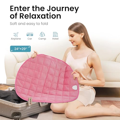 Weighted Heating Pad 5lbs for Back Cramps and Muscle Relief - Pink, 29x24 Inches