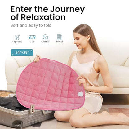 Weighted Heating Pad 5lbs for Back Cramps and Muscle Relief - Pink, 29x24 Inches