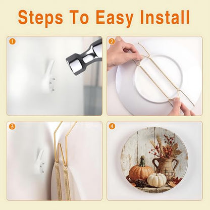 Fall Pumpkins Wall Decor Plates - 10 Inch Thanksgiving Harvest Design - PE-6