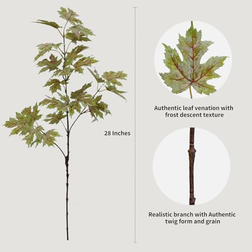KBREE 38-Inch Maple Branches Artificial Greenery Fall Decor with Realistic Leaves, Moss-Rust Brown Variation
