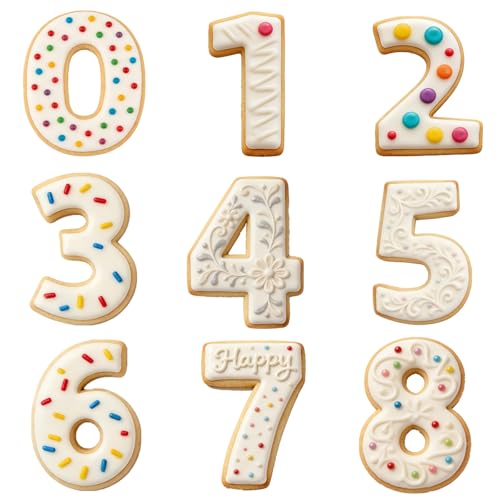 Comais Number Cookie Cutters Set - 2-Inch Round Corners Stainless Steel 9Pcs, Reversible 6 & 9