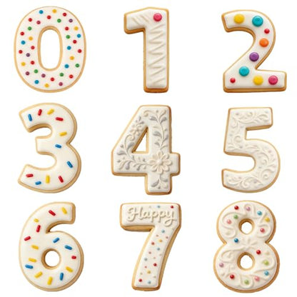 Comais Number Cookie Cutters Set - 2-Inch Round Corners Stainless Steel 9Pcs, Reversible 6 & 9