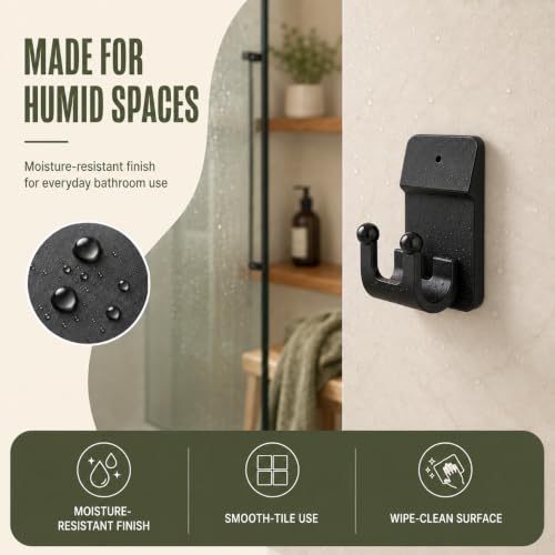 Black Self Adhesive Curtain Rod Brackets 8 Pack for 0.55-0.78 inch Rods