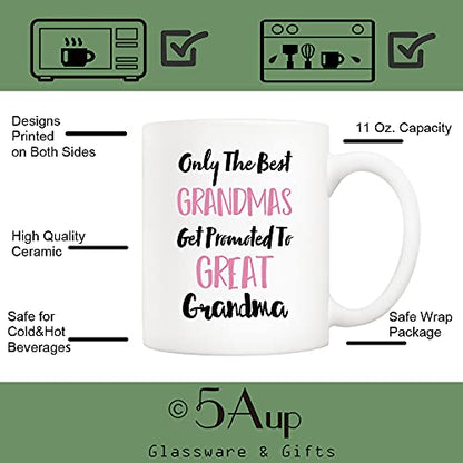 Grandma Mug for Mother's Day - Great Grandma Coffee Cup 11 Oz Gift from Granddaughter & Grandson
