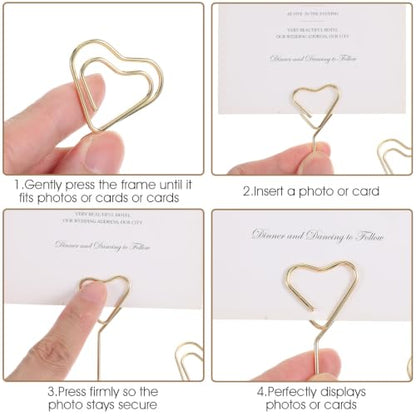 Heart-Shaped Photo Tree Holder Clip with Round Base and 5 Metal Clips