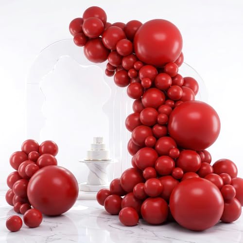 Ruby Red Balloons Kit - 129pcs Different Sizes for Christmas & Party Decor