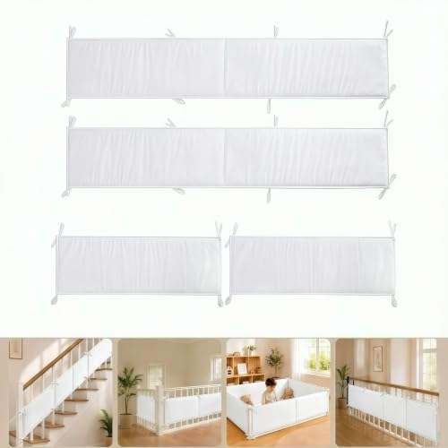 White 4-Pack Mesh Crib Rail Cover Sets for Baby Safety & Teething Guard