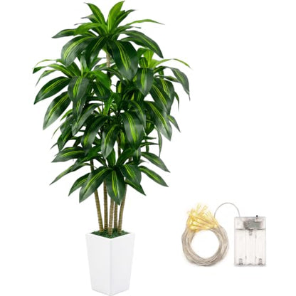 Artificial Dracaena Tree Indoor 5FT with Tall Planter - Realistic Faux Plant