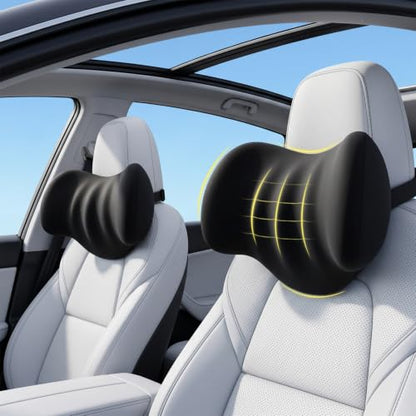 2 Pack Car Neck Pillow Black - Ergonomic Memory Foam Support for Long Drives