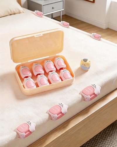 8Pcs Cute Cat Pattern Bed Sheet Fasteners Secure Bedding Prevent Sliding Egg Yolk Sauce