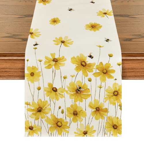 Yellow Flowers Bees Spring Table Runner 13x48 Inches Home Decor - Variation of THIS listing
