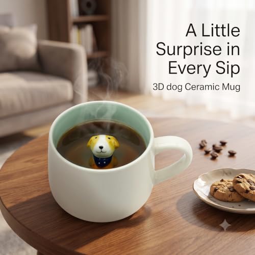Dog 3D Animal Coffee Mug - Cute Ceramic Cup for Hot Cold Beverages 400ML