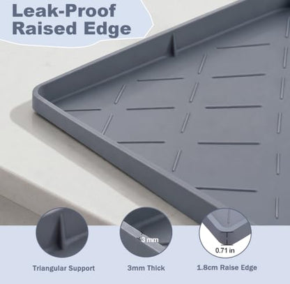 Extra Thick Waterproof Under Sink Mat 34x22 Inches with Raised Edge - Gray