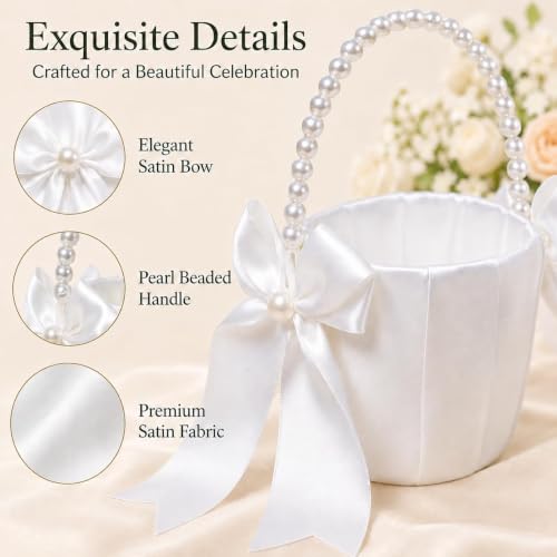 5.9 Inch Wedding Ring Bearer Pillow and Flower Girl Basket Set