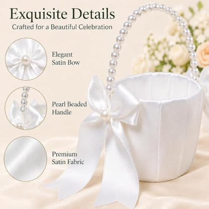 5.9 Inch Wedding Ring Bearer Pillow and Flower Girl Basket Set