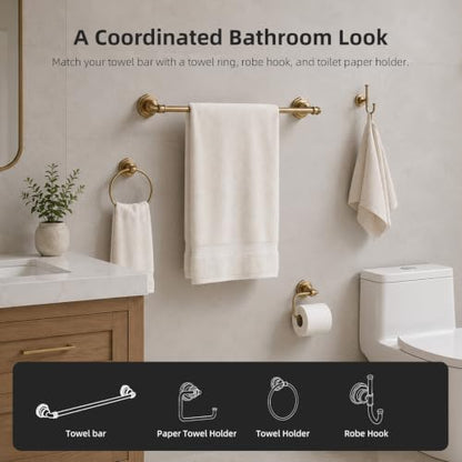 Industrial Champagne Gold Square Bathroom Towel Ring - Wall Mount Hand Towel Holder