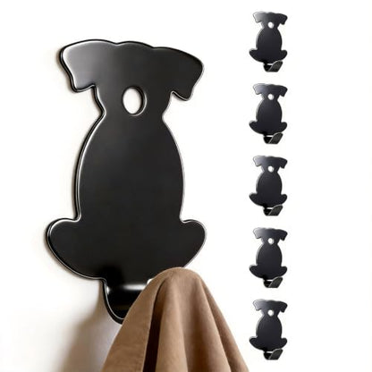 Black Puppy Stainless Steel Adhesive Shower Hooks No Damage Wall Hanging Towel