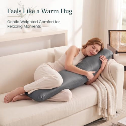 Weighted Body Pillow for Side Sleepers 41x10in 7.15lbs Cooling Grey