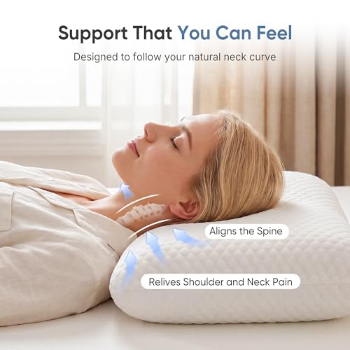 Cooling Gel Memory Foam Pillow with Neck Support, Breathable Cover, Medium Firm