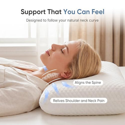 Cooling Gel Memory Foam Pillow with Neck Support, Breathable Cover, Medium Firm