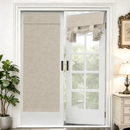 Ivory Linen French Door Curtain - Blackout Privacy Panel, Farmhouse Style, 26"x68"