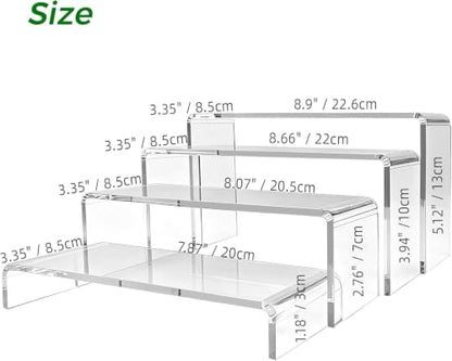 Clear Acrylic Tiered Display Risers Set for Perfume Jewelry & Collectibles