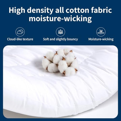 White Flat Support Pillow for Sleeping Queen Size 1 Pack - High Support