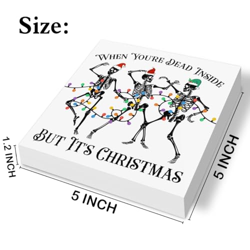 Funny Christmas Skeleton Sign Decor - Dead Inside But It's Christmas Wood Block - Skeleton 01
