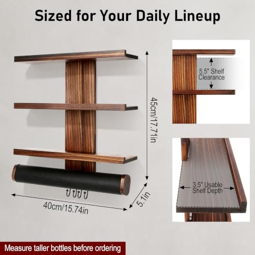 Wall Mounted Cologne Organizer with 3-Tier Shelves and Watch Bar