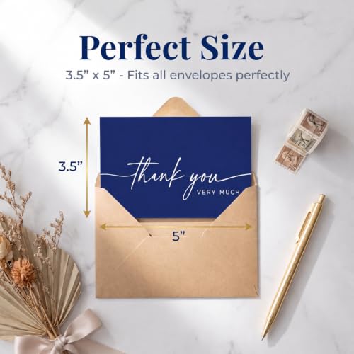 52 Pack Thank You Cards with Kraft Envelopes and Stickers Set